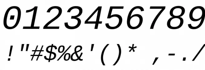 Cousine Italic Font OTHER CHARS