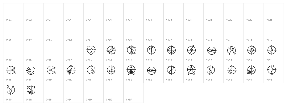 Covenant/Forerunner Bold Character Map