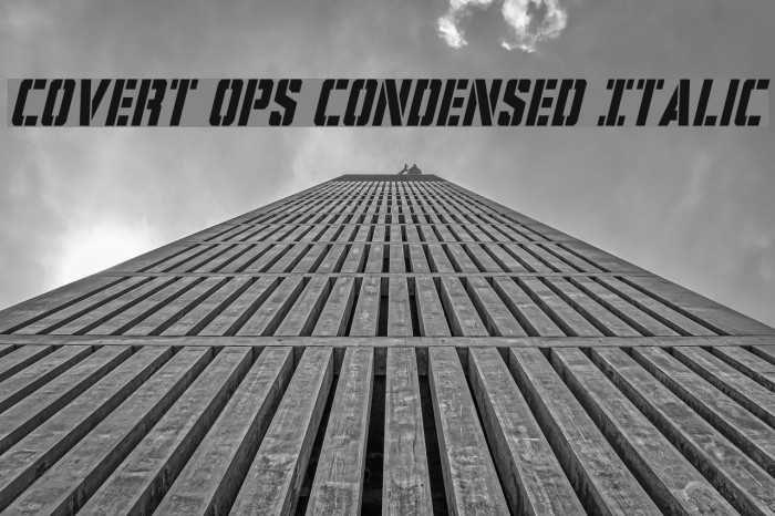 Covert Ops Condensed Italic Font examples