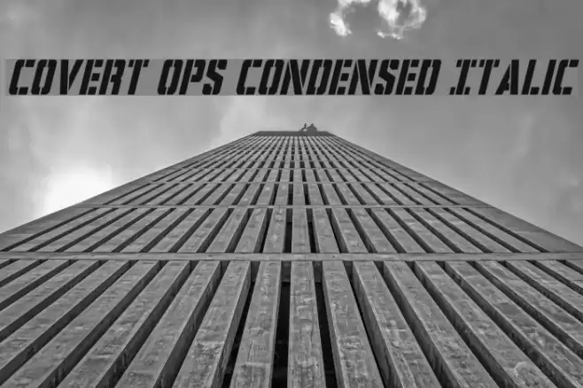 Covert Ops Condensed Italic Font examples