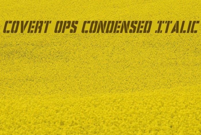 Covert Ops Condensed Italic Font examples