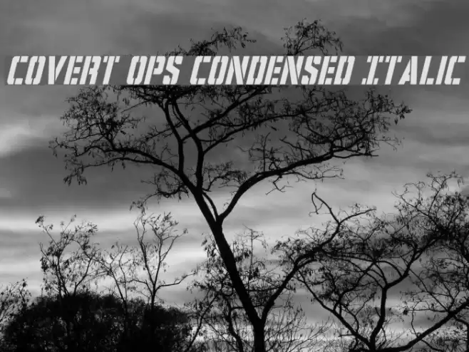 Covert Ops Condensed Italic Font examples