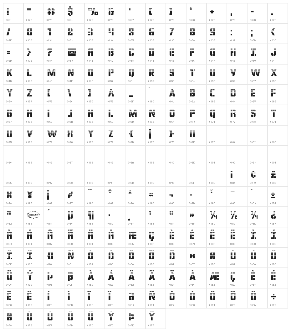 Covert Ops Halftone Character Map