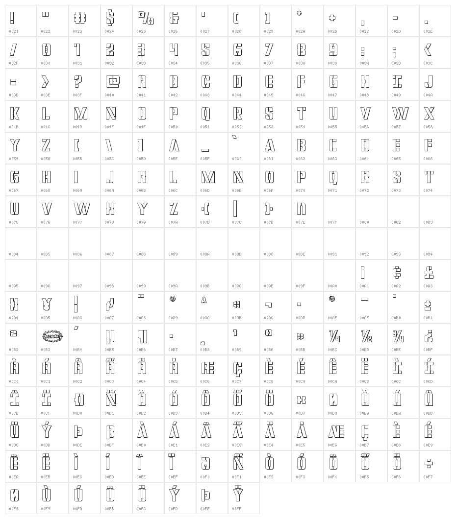 Covert Ops Outline Character Map