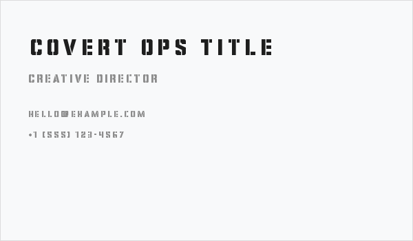Covert Ops Title Business Card