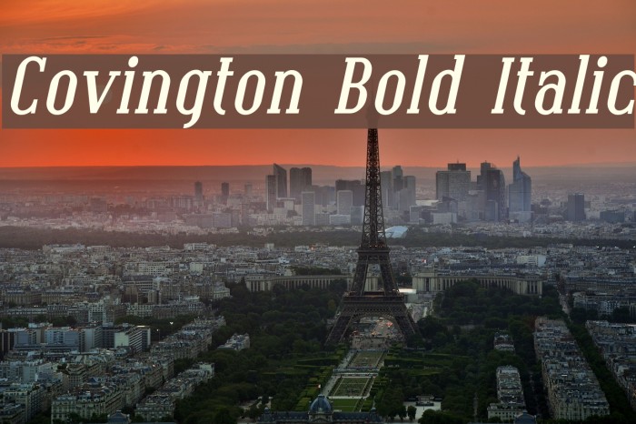 Covington Bold Italic Font examples