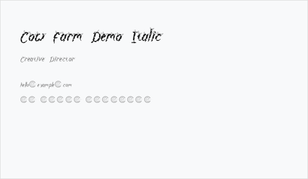 Cow Farm Demo Italic Business Card