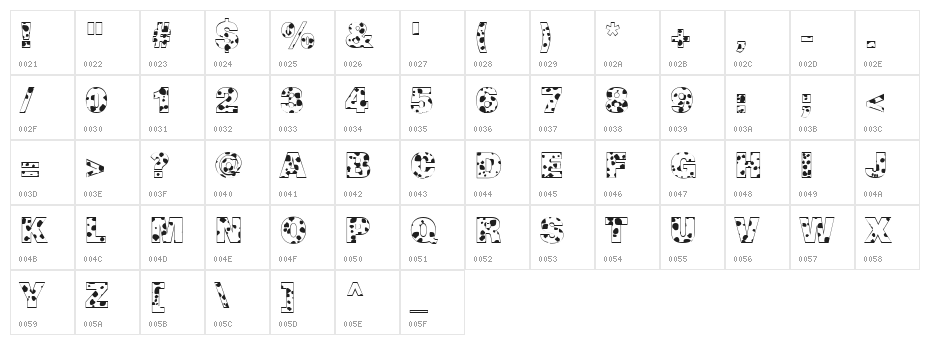 Cow-Spots Regular Character Map