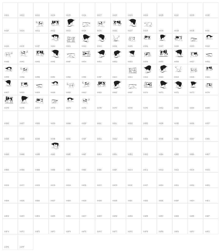 CowBats Character Map