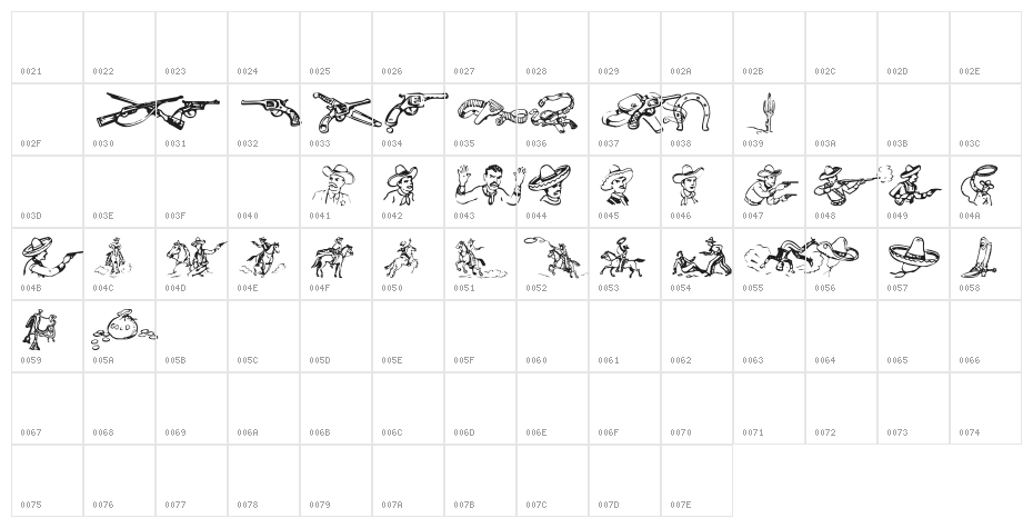 Cowboy Clips Character Map