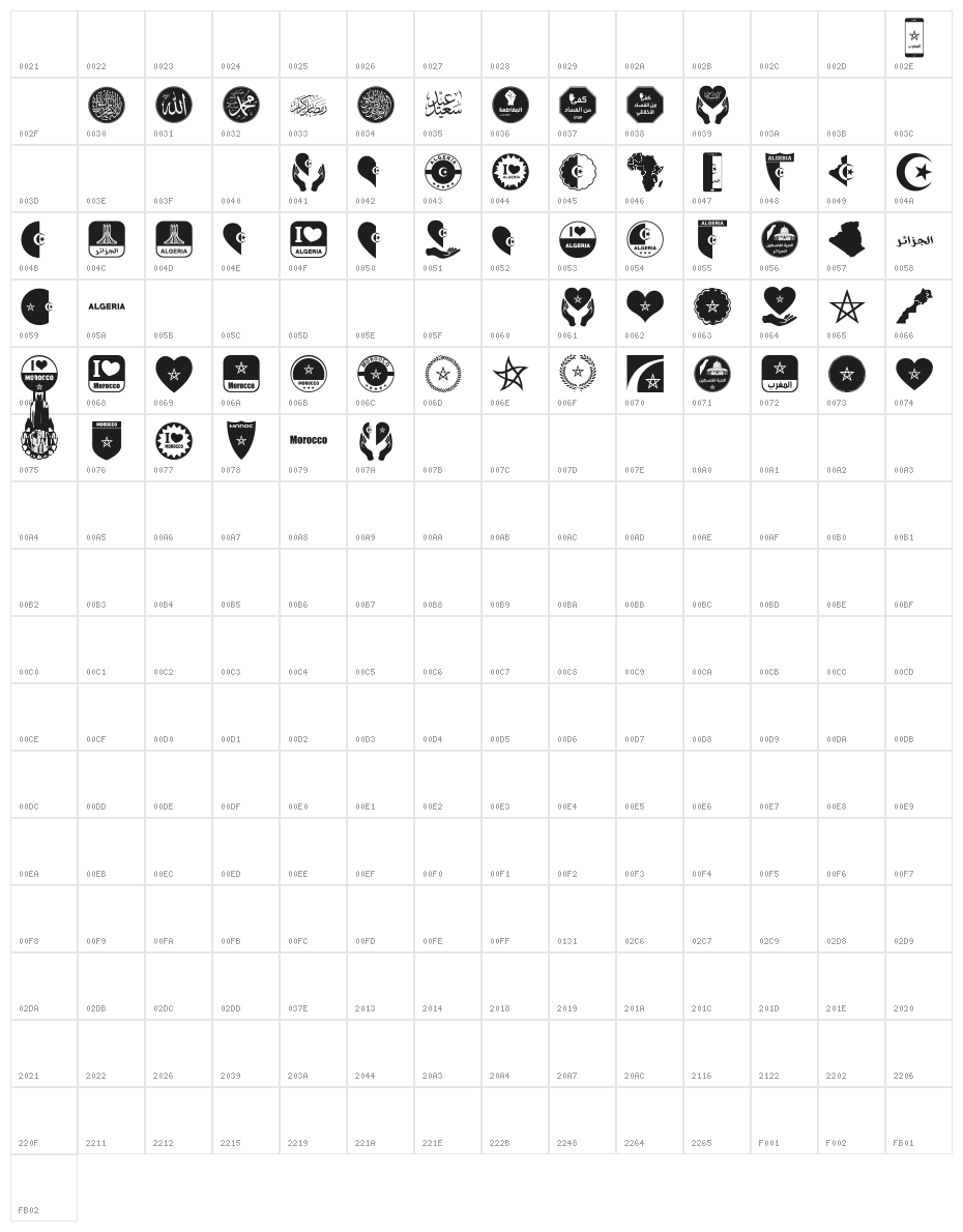 color Morocco Algeria Character Map