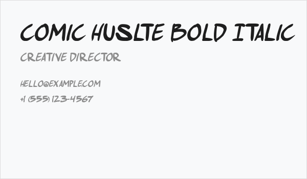 comic huslte Bold Italic Business Card