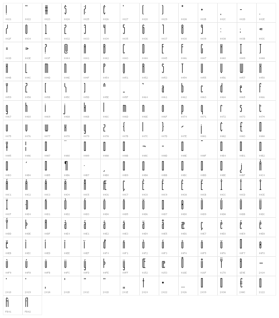 CQ Full Stretch Character Map