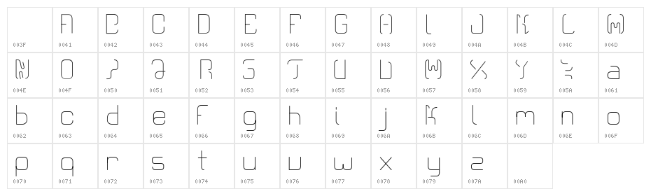 CR21MODERNRegular Character Map