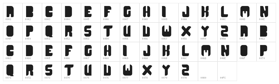 CR21TYPE Bold Character Map