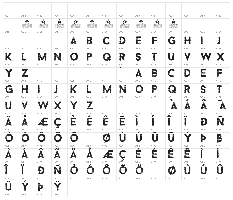 CRAMPS Regular Character Map