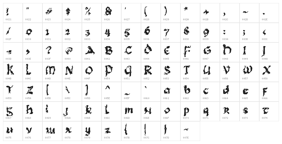CRASH FIRE Character Map