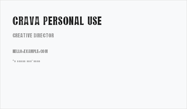 CRAVA Personal Use Business Card