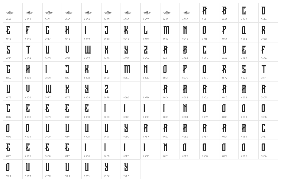 CRAWLER Regular DEMO Character Map