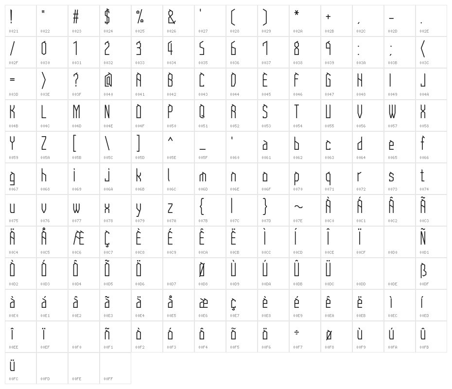 CROOKED Character Map