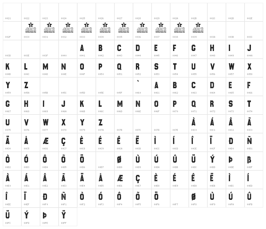 CROSSROADS CONDENSED Character Map