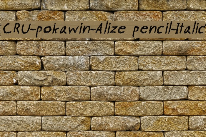 CRU-pokawin-Alize pencil-Italic Font examples