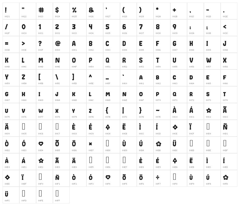 CRUMPLED Character Map