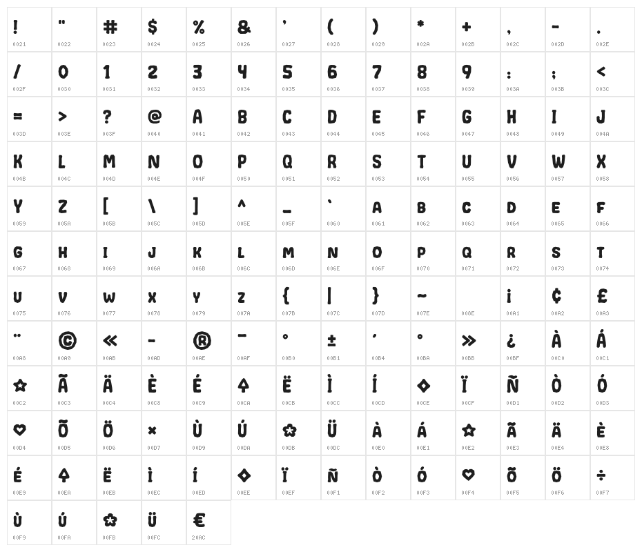 CRUMPLED Character Map