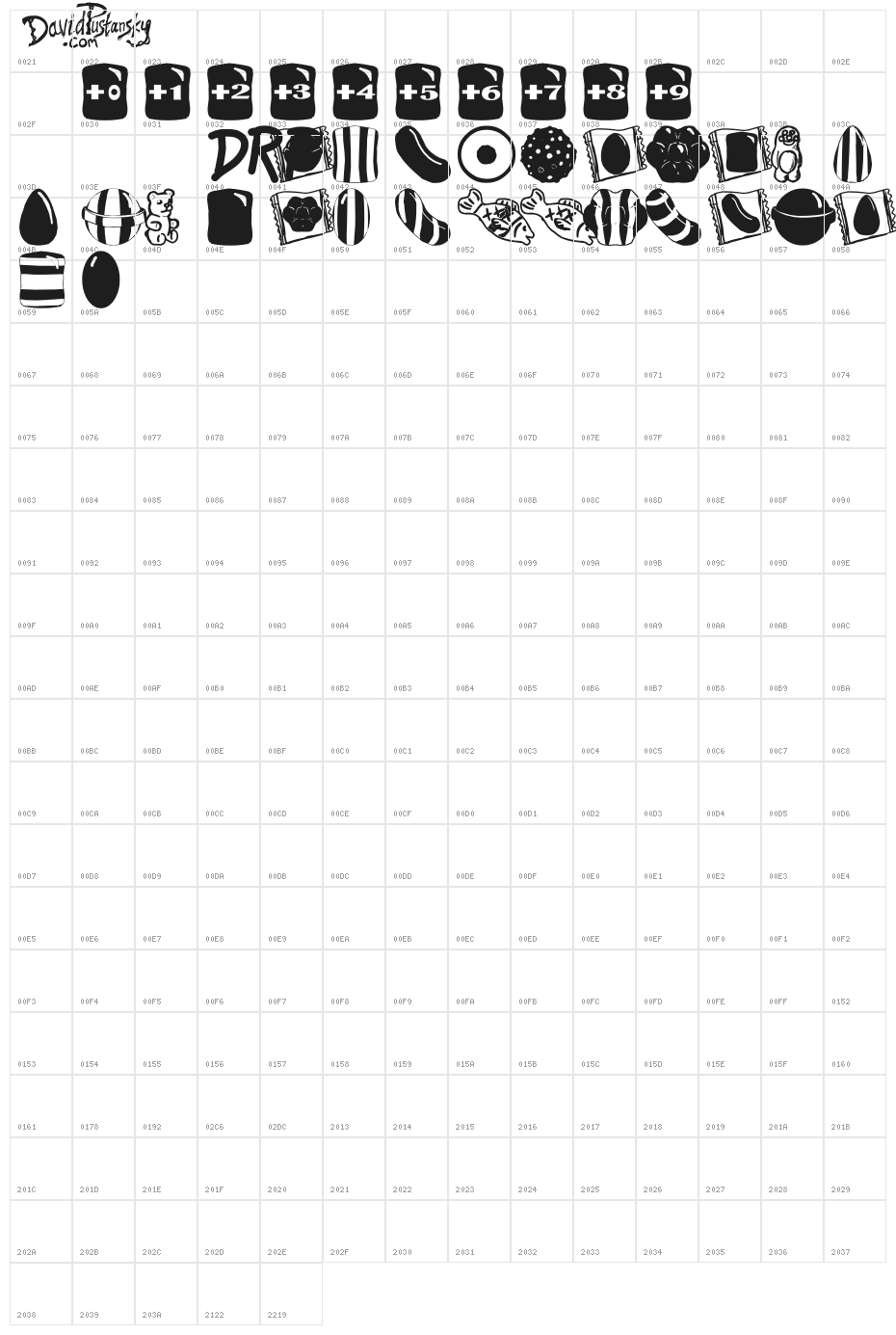 CRUSHED CANDY Character Map