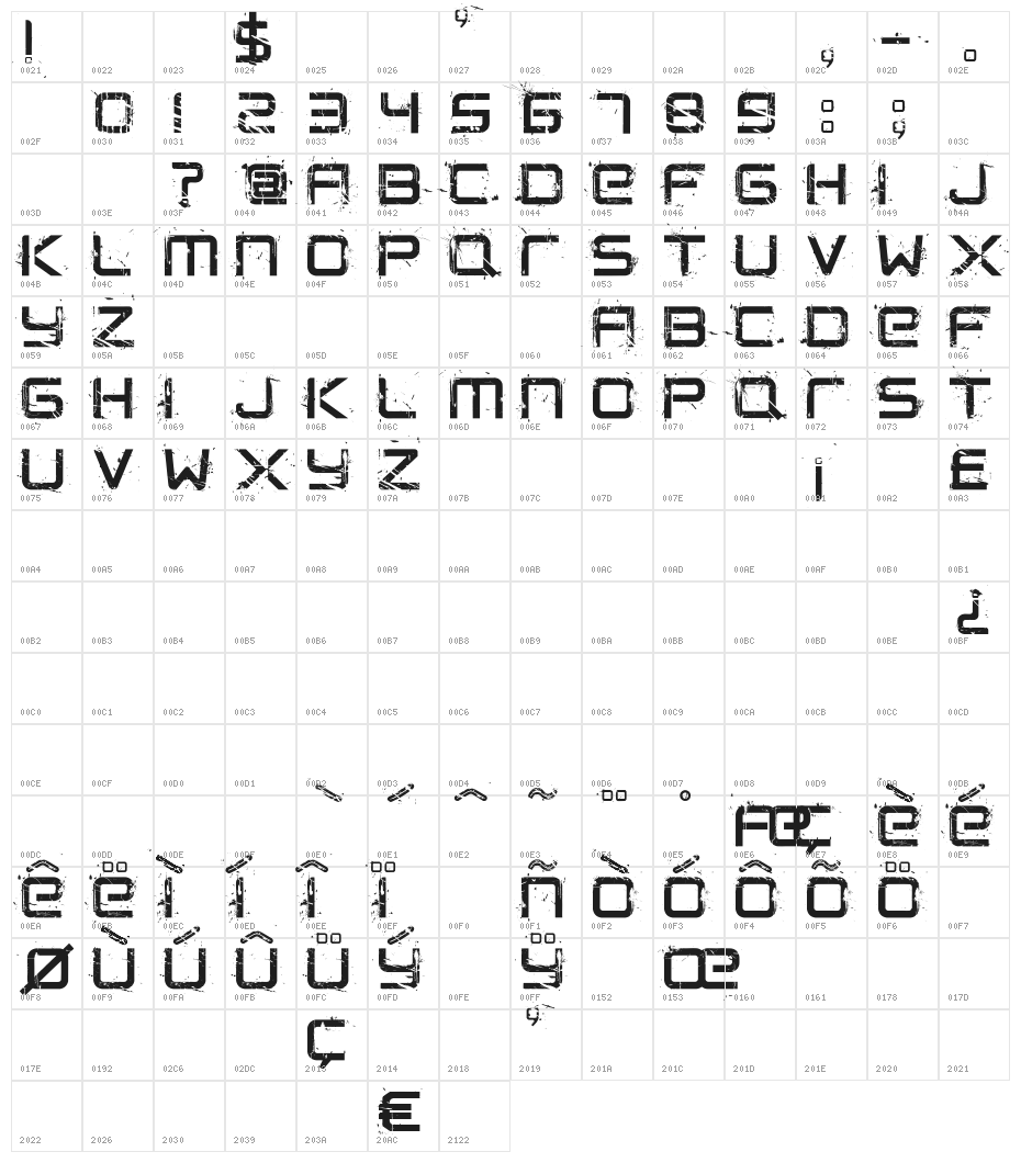 CRUSHED Character Map