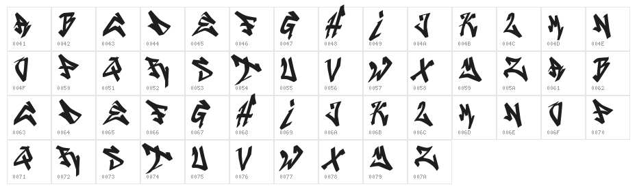 CRUZE2 Regular Character Map