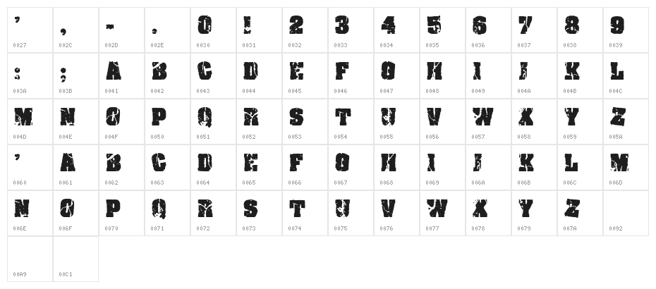 Crack and Bold Regular Character Map