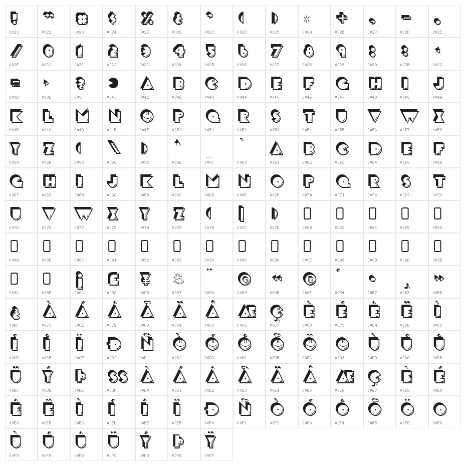 CrackMan-Regular Character Map