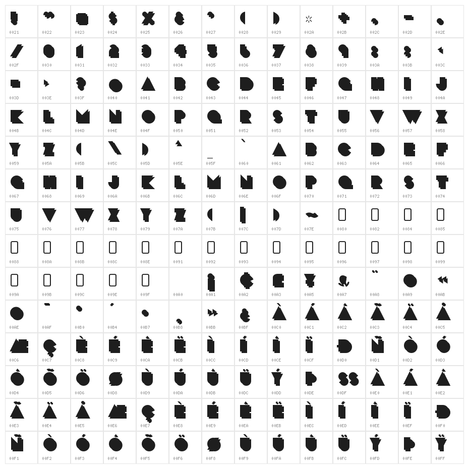 CrackManBack-Regular Character Map
