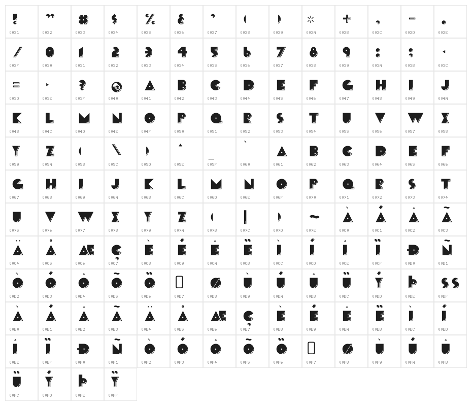 CrackManFront-Regular Character Map