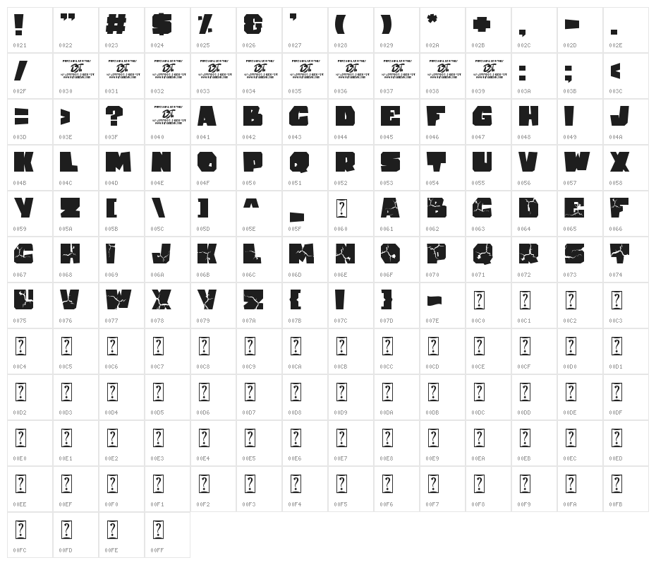 Cracked stone Character Map