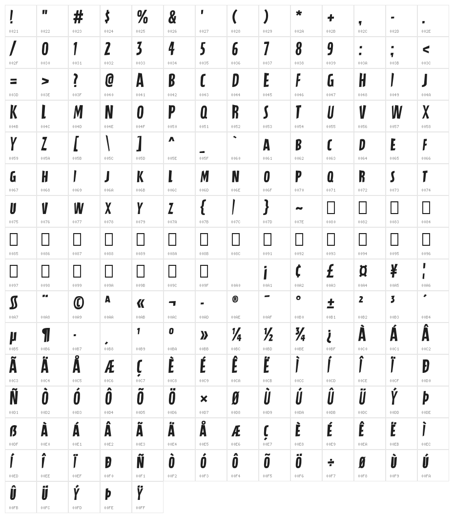 Cracker State Regular Character Map