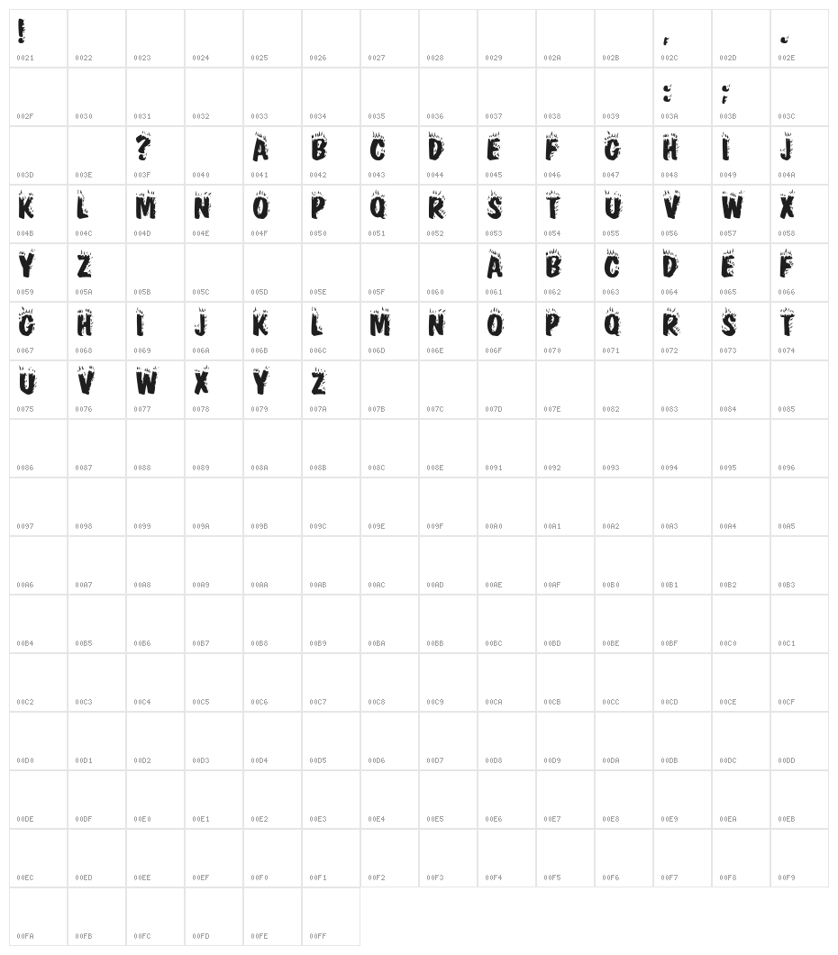 CracklingFire Character Map