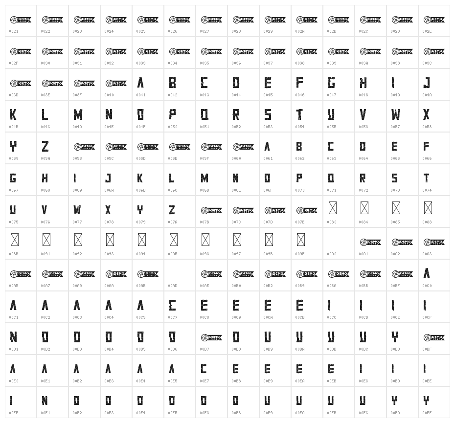 Cracksup Demo Character Map