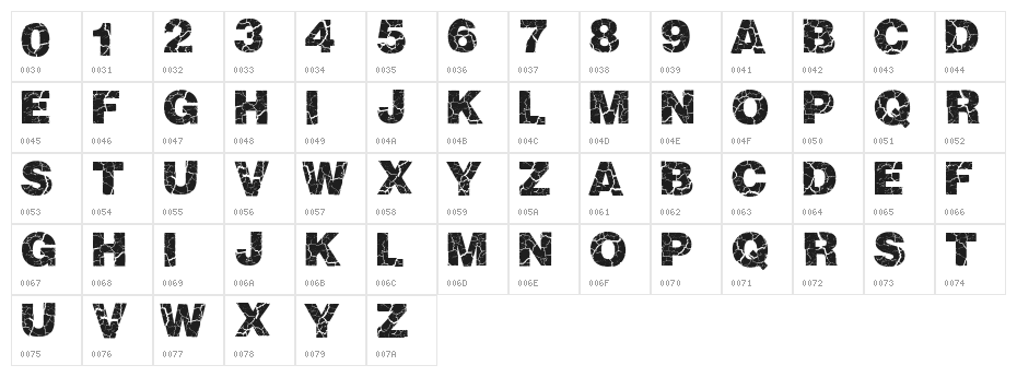 Crackvetica Character Map