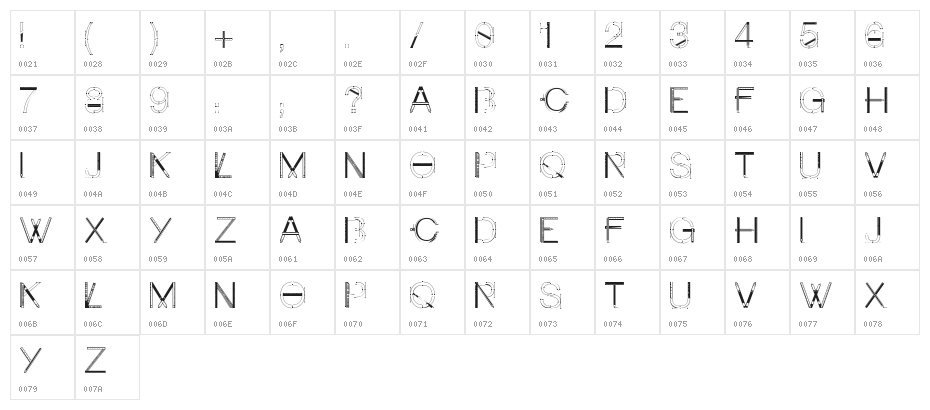 Craft Font Character Map
