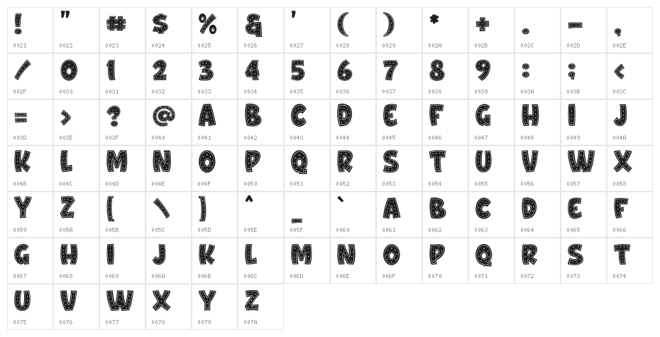 Crafty Signs Regular Character Map