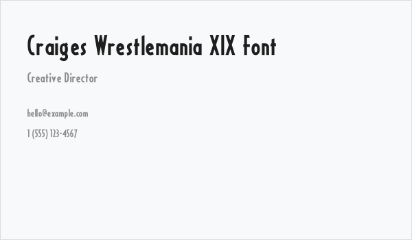Craiges Wrestlemania XIX Font Business Card