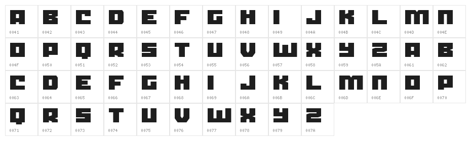 Crank Regular Character Map