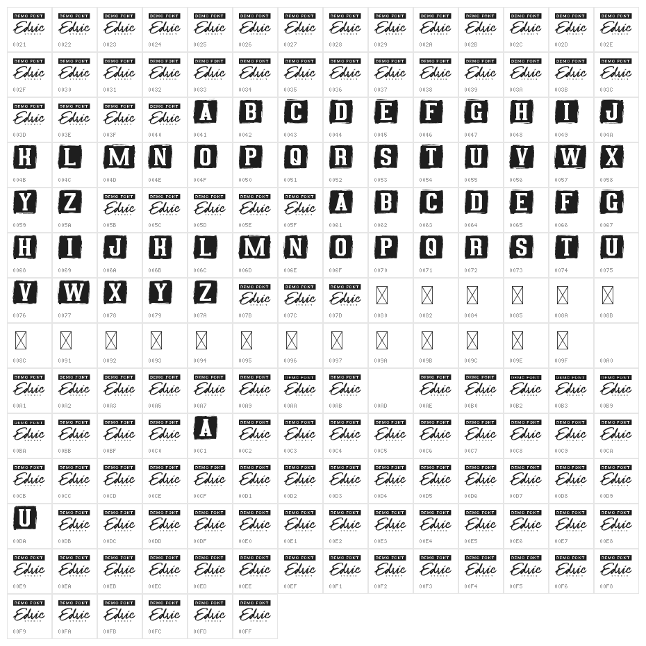 Crash Alert Demo Character Map