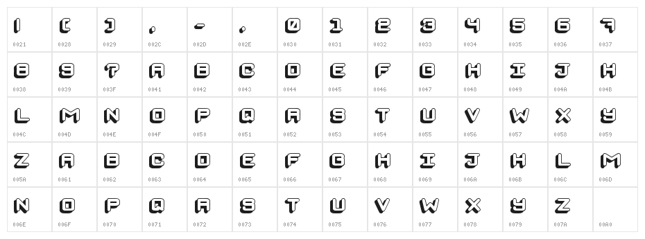 Crash Regular Character Map