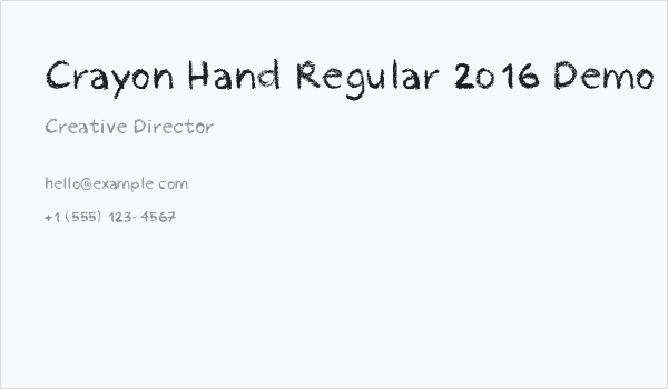 Crayon Hand Regular 2016 Demo Business Card