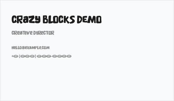 Crazy Blocks DEMO Business Card