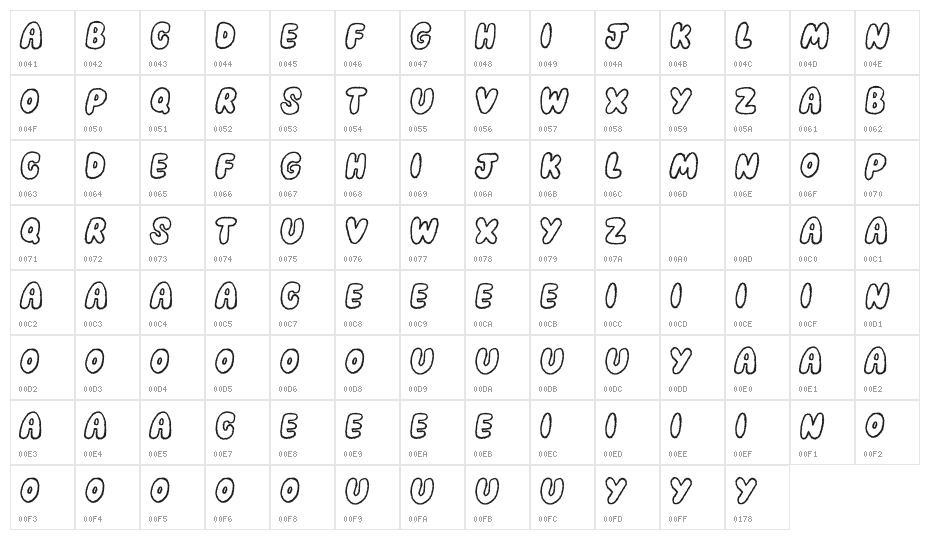 Crazy Diamon Outline DEMO Character Map
