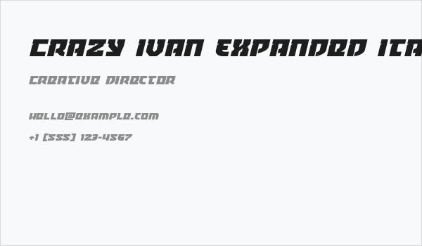 Crazy Ivan Expanded Italic Business Card